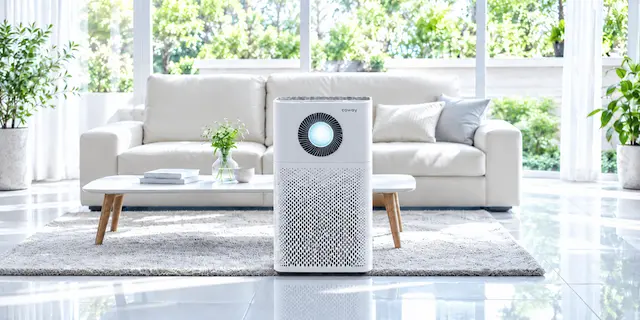 Air Purifier Coway di ruang keluarga